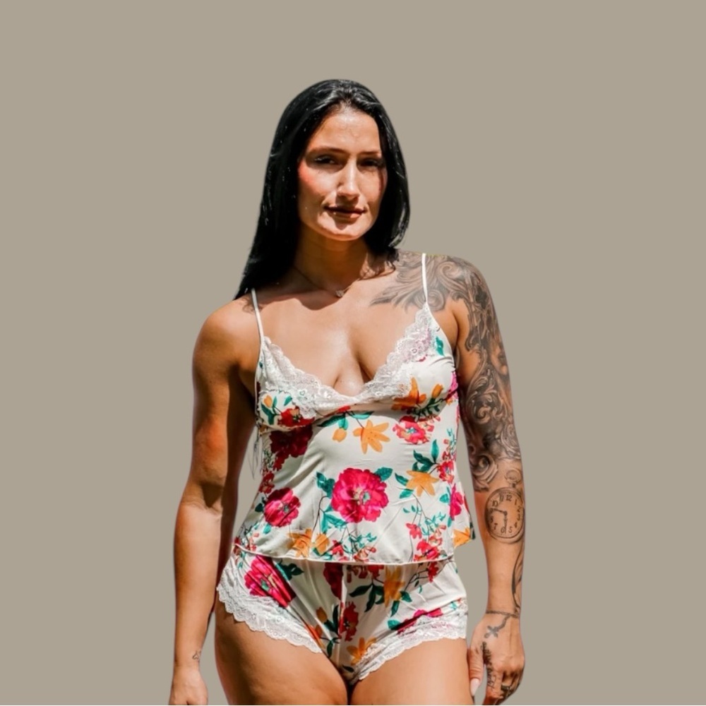 Oh La La Cheri Floral Lace Cami Shorts Pajama Set Plus Size 3X